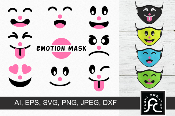 Funny Child Emotion Mask Graphics for Crafts