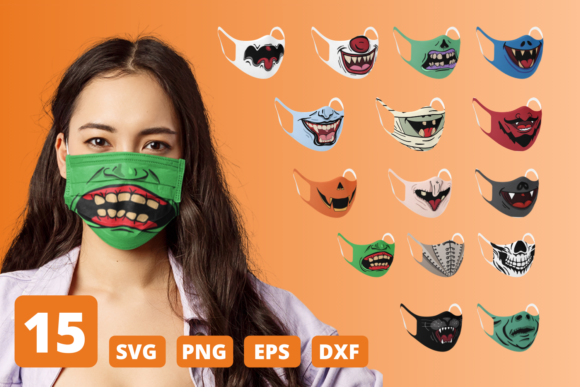 Halloween Funny Face Mask Patterns for Crafts and Graphics